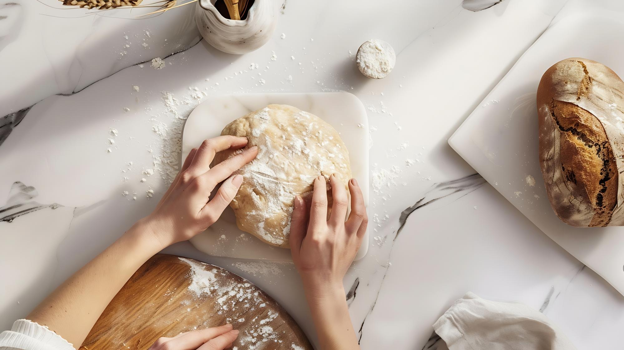 Ręce formujące ciasto na chleb