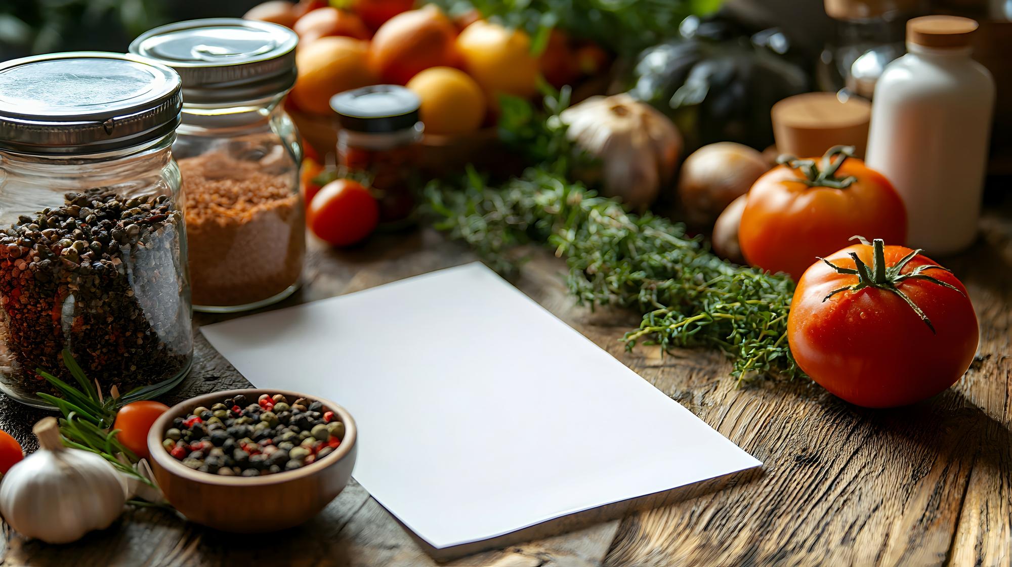 Zestaw składników w pudełku na blacie